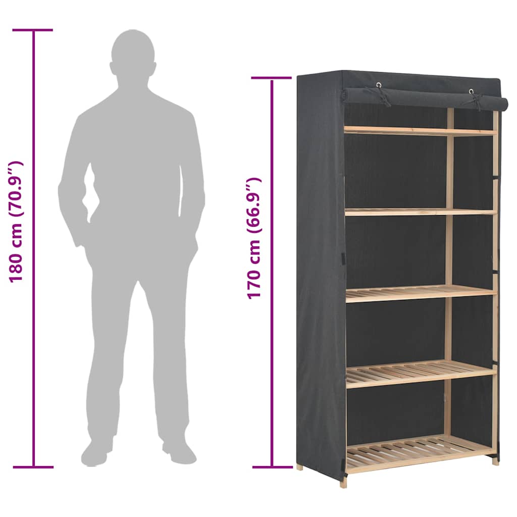 Armadio Grigio 79x40x170 cm in Tessuto