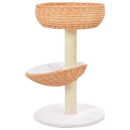 Albero per Gatti con Tiragraffi in Legno di Salice Naturale | homemem39