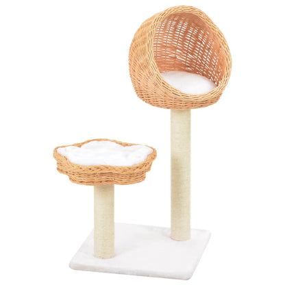 Albero per Gatti con Tiragraffi in Legno di Salice Naturale | homemem39