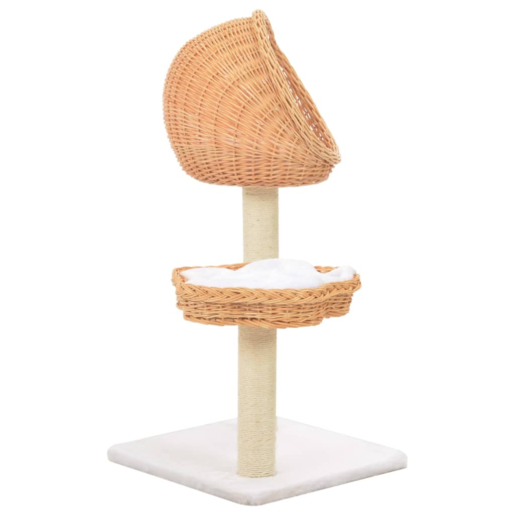Albero per Gatti con Tiragraffi in Legno di Salice Naturale | homemem39