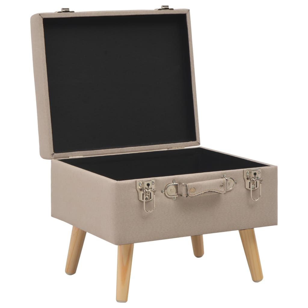 Sgabello con Contenitore 40 cm in Tessuto Beige - homemem39