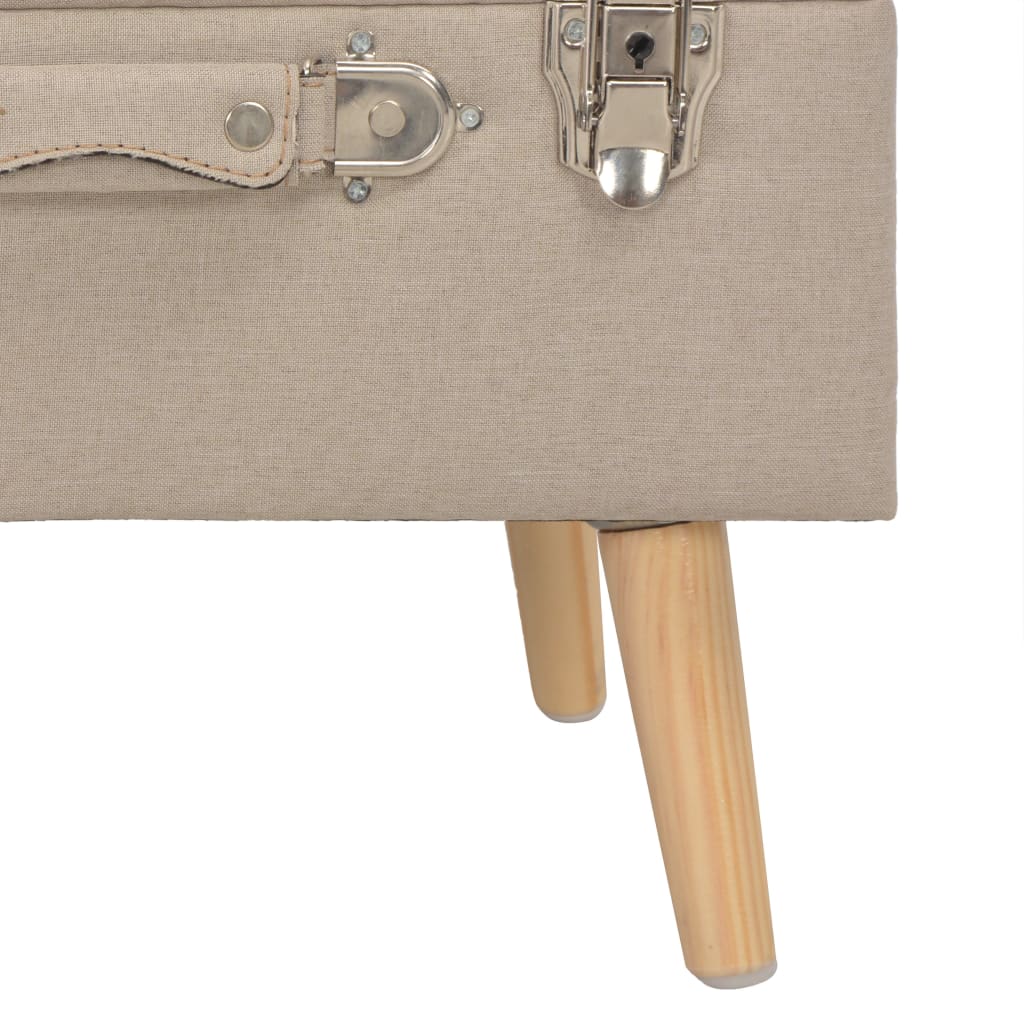 Sgabello con Contenitore 40 cm in Tessuto Beige - homemem39