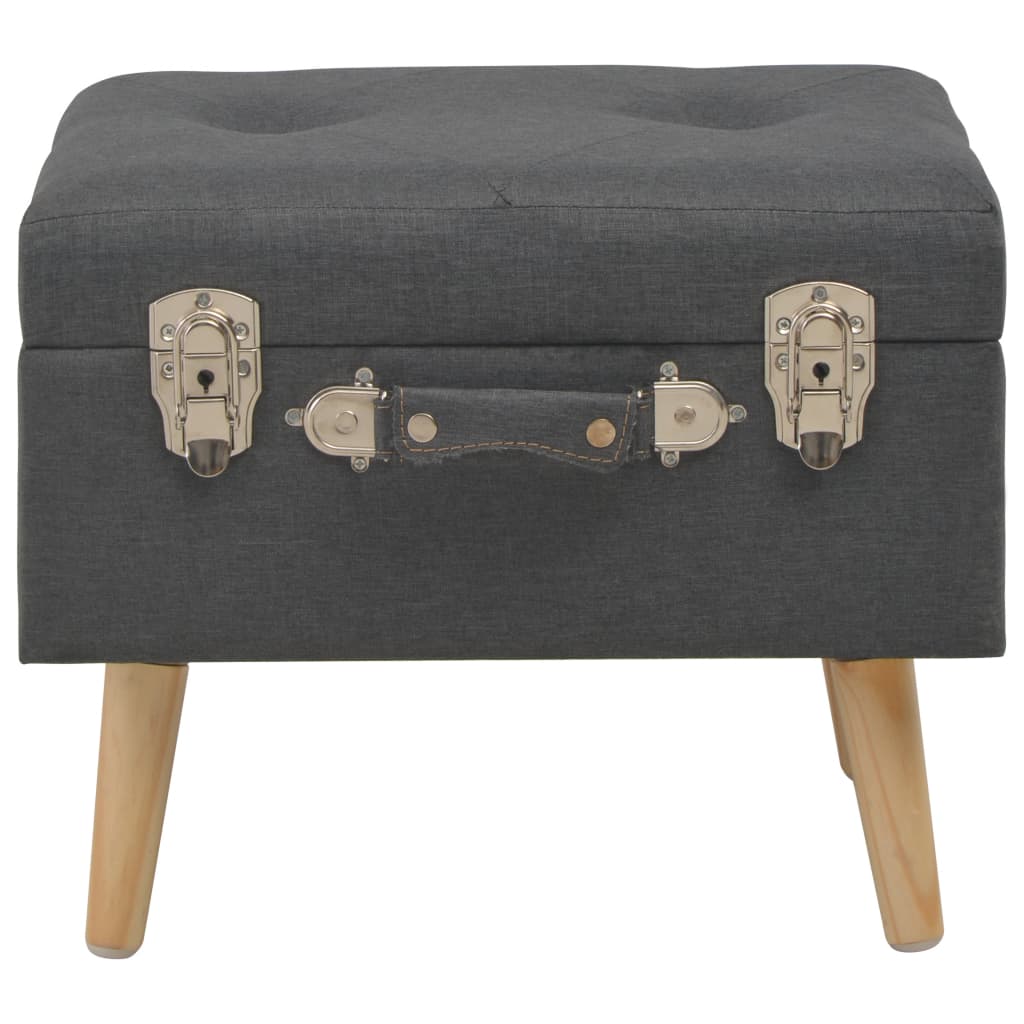 Sgabello con Contenitore 40 cm in Tessuto Grigio Scuro | homemem39