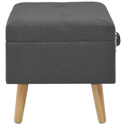 Sgabello con Contenitore 40 cm in Tessuto Grigio Scuro | homemem39