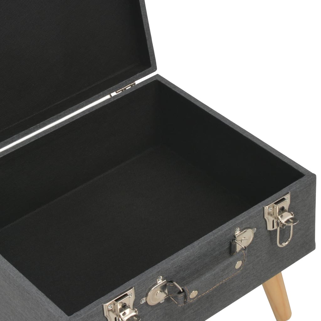 Sgabello con Contenitore 40 cm in Tessuto Grigio Scuro | homemem39