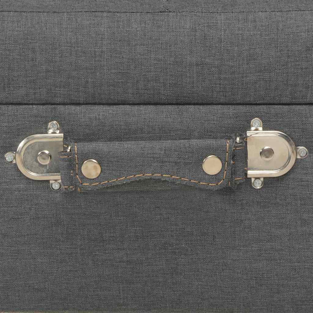 Sgabello con Contenitore 40 cm in Tessuto Grigio Scuro