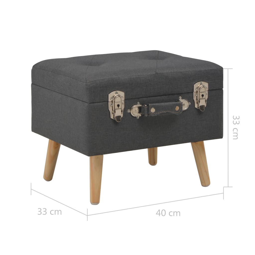 Sgabello con Contenitore 40 cm in Tessuto Grigio Scuro | homemem39