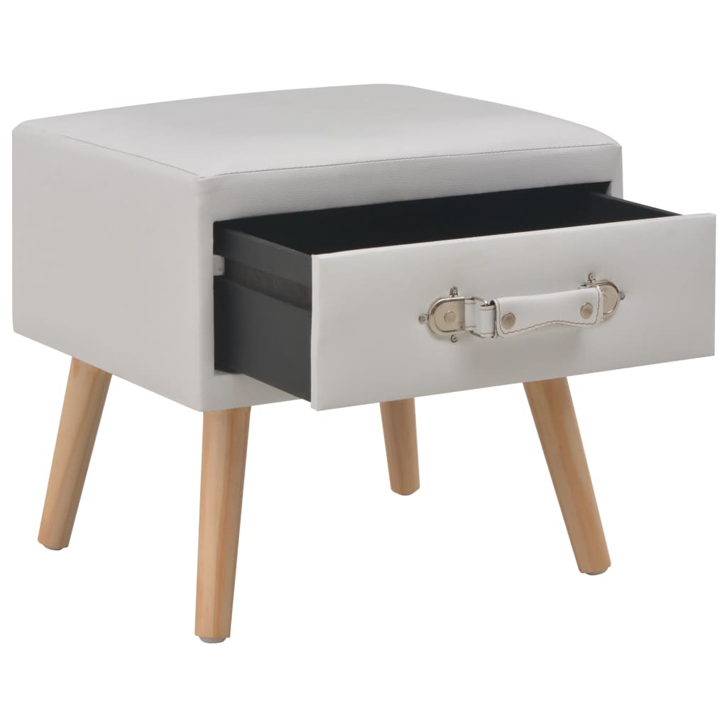 Comodino Bianco 40x35x40 cm in Similpelle | homemem39