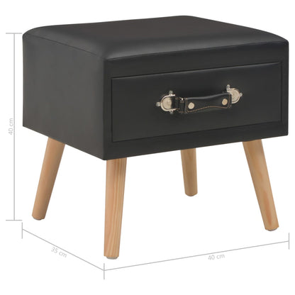 Comodino Nero 40x35x40 cm in Similpelle | homemem39