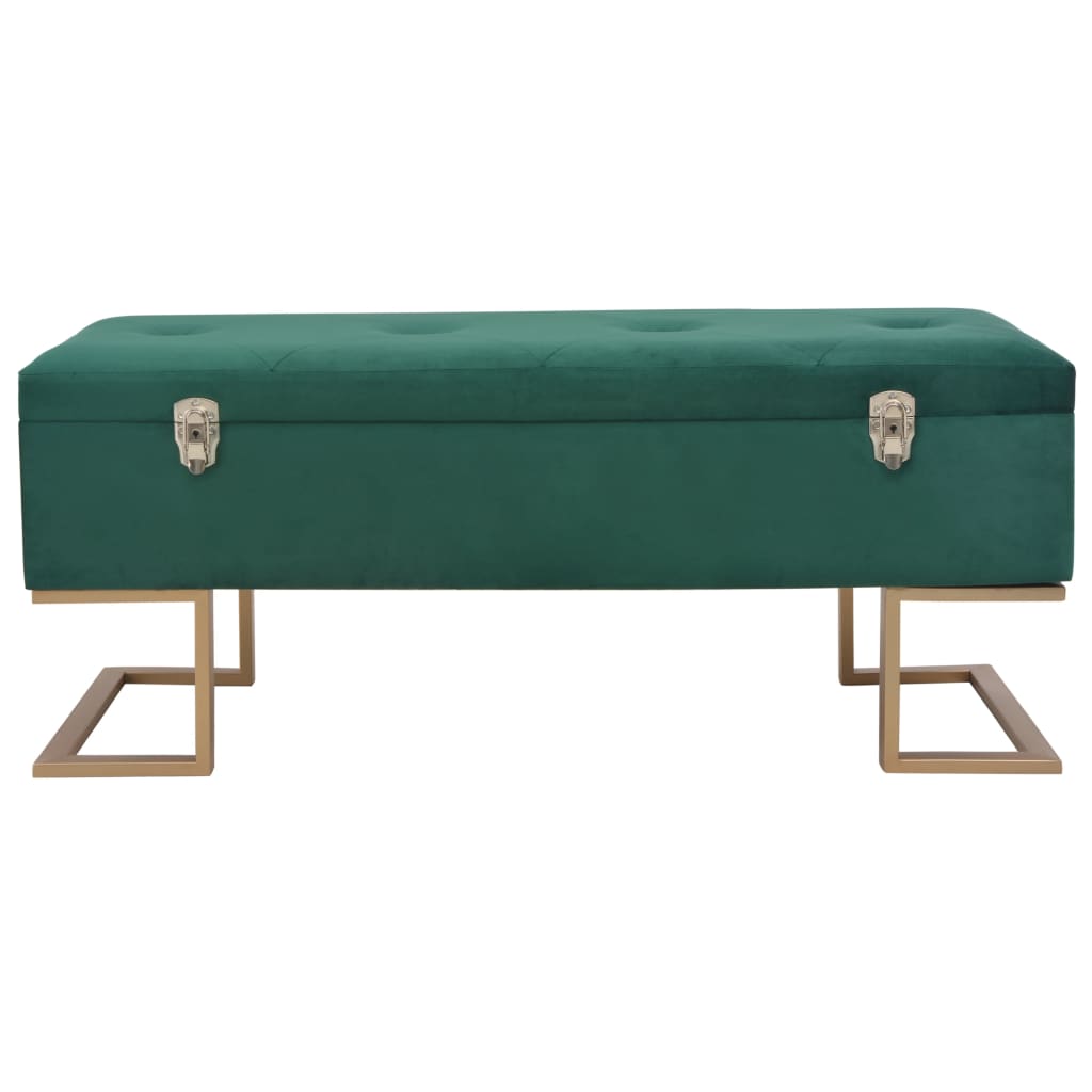 Panca con Vano Portaoggetti 105 cm in Velluto Verde - homemem39