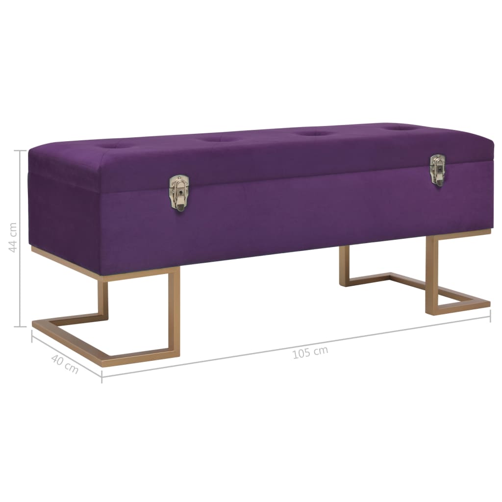 Panca con Vano Portaoggetti 105 cm Viola in Velluto | homemem39