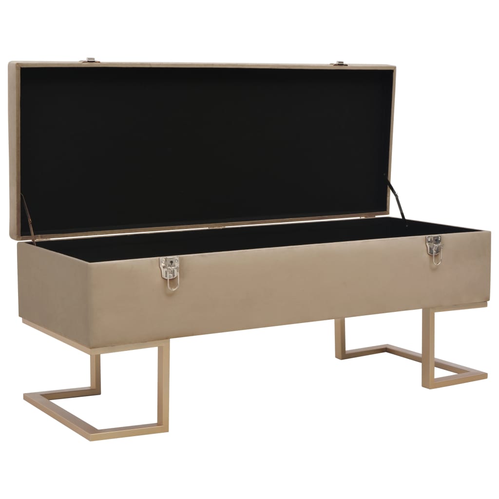 Panca con Vano Portaoggetti 105 cm Beige in Velluto | homemem39