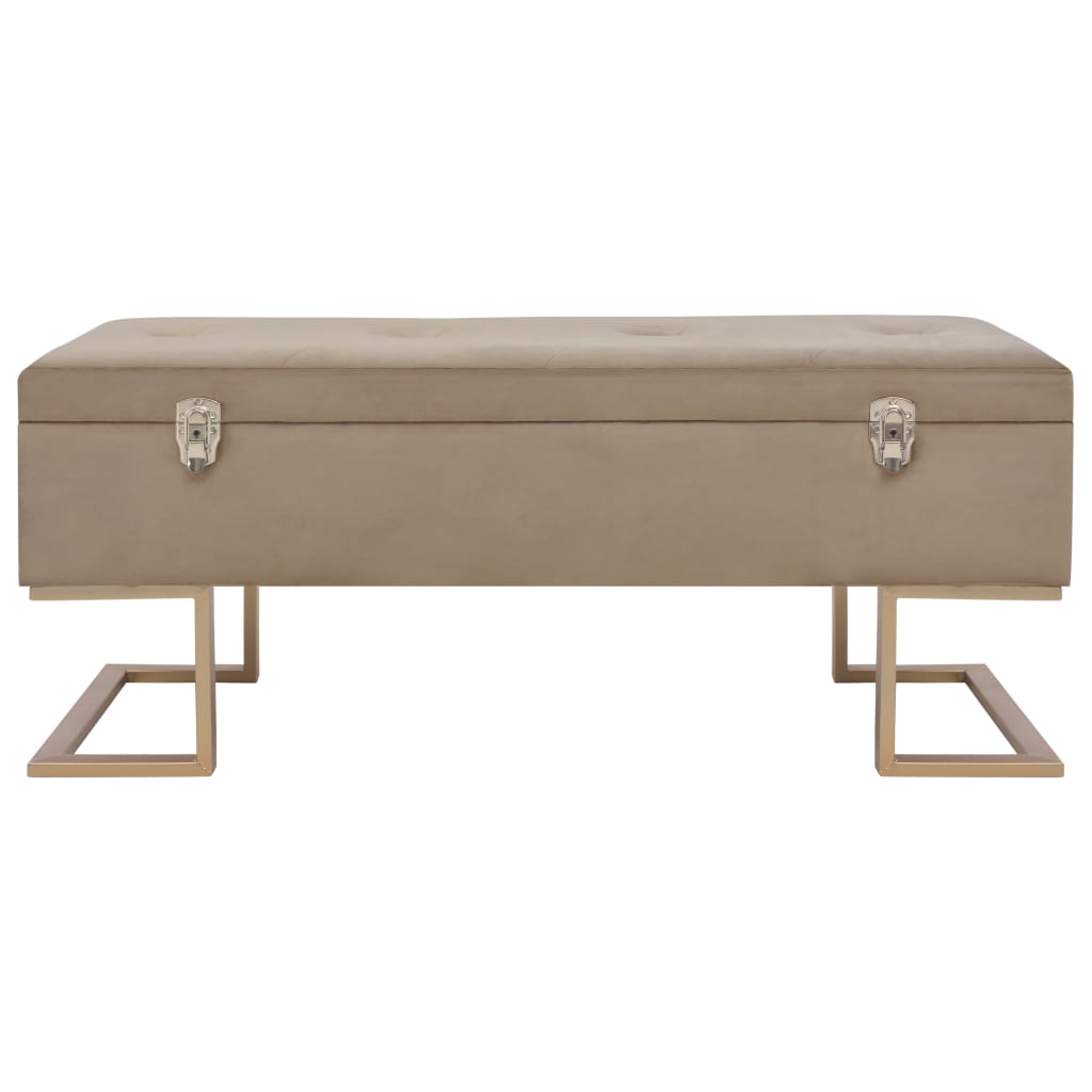 Panca con Vano Portaoggetti 105 cm Beige in Velluto - homemem39