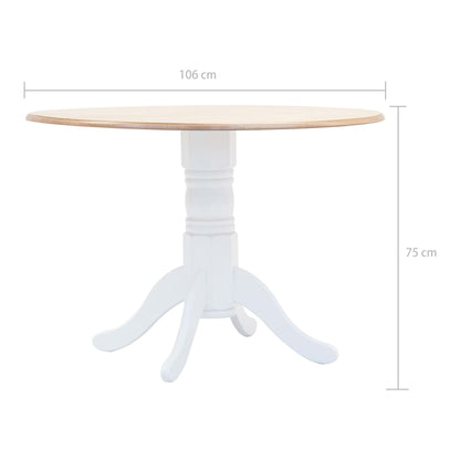 Tavolo da Pranzo Bianco e Marrone 106cm Legno Massello di Hevea | homemem39