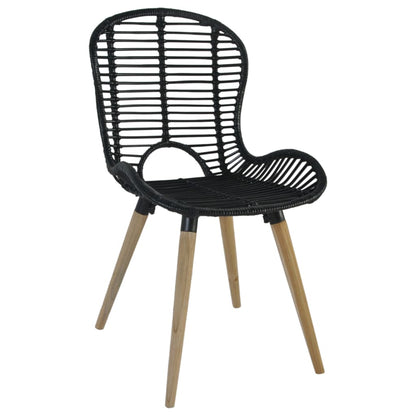 Sedie da Pranzo 6 pz Nere in Rattan Naturale | homemem39