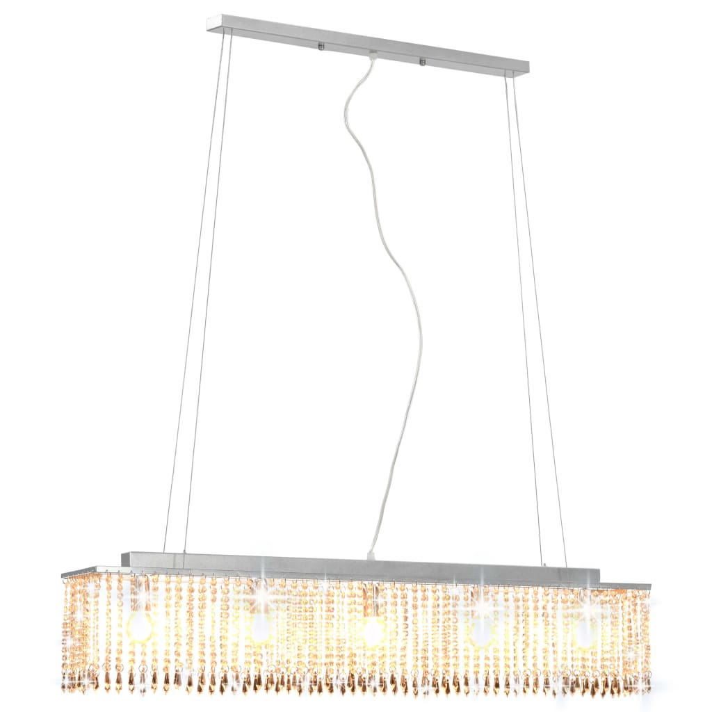 Lampadario con Perle di Cristallo Argento 104 cm E14 - homemem39