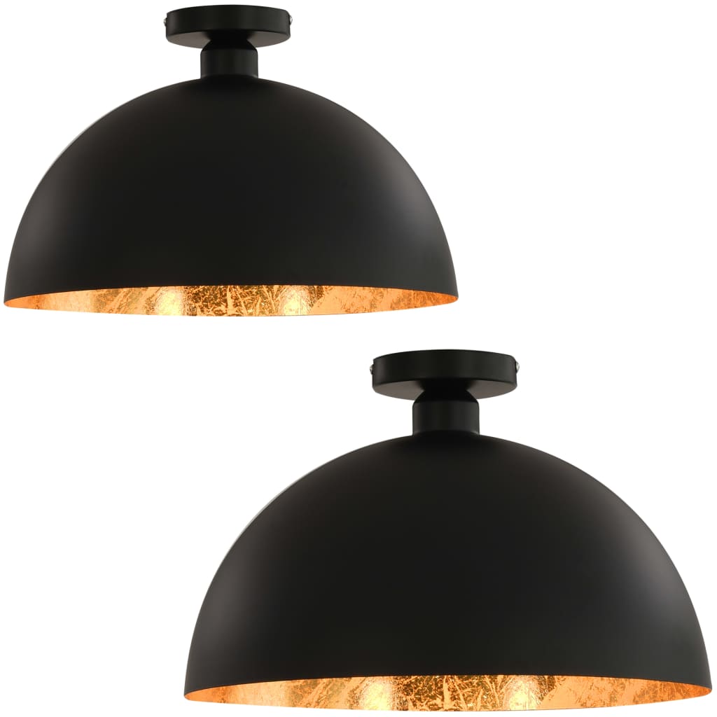 Lampadari 2 pz Nero e Oro Semi-Sferici E27 - homemem39