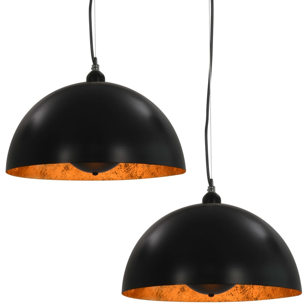 Lampadari 2 pz Nero e Oro Semi-Sferici 40 cm E27 - homemem39
