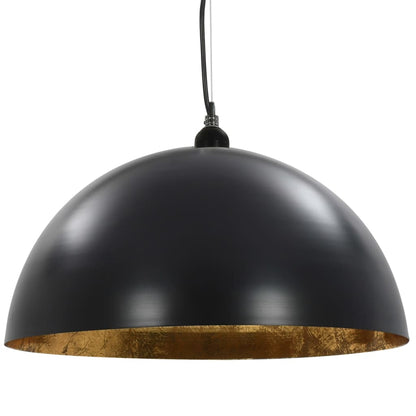 Lampadari 2 pz Nero e Oro Semi-Sferici 50 cm E27