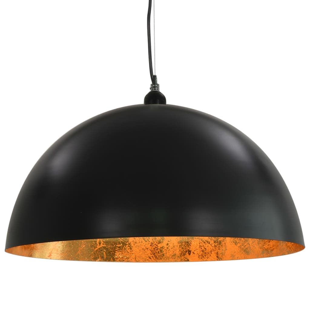 Lampadari 2 pz Nero e Oro Semi-Sferici 50 cm E27