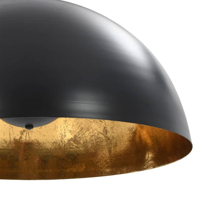 Lampadari 2 pz Nero e Oro Semi-Sferici 50 cm E27