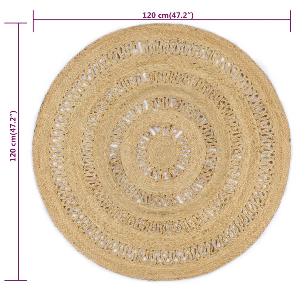 Tappeto Lavorato a Mano in Juta Intrecciata 120 cm - homemem39