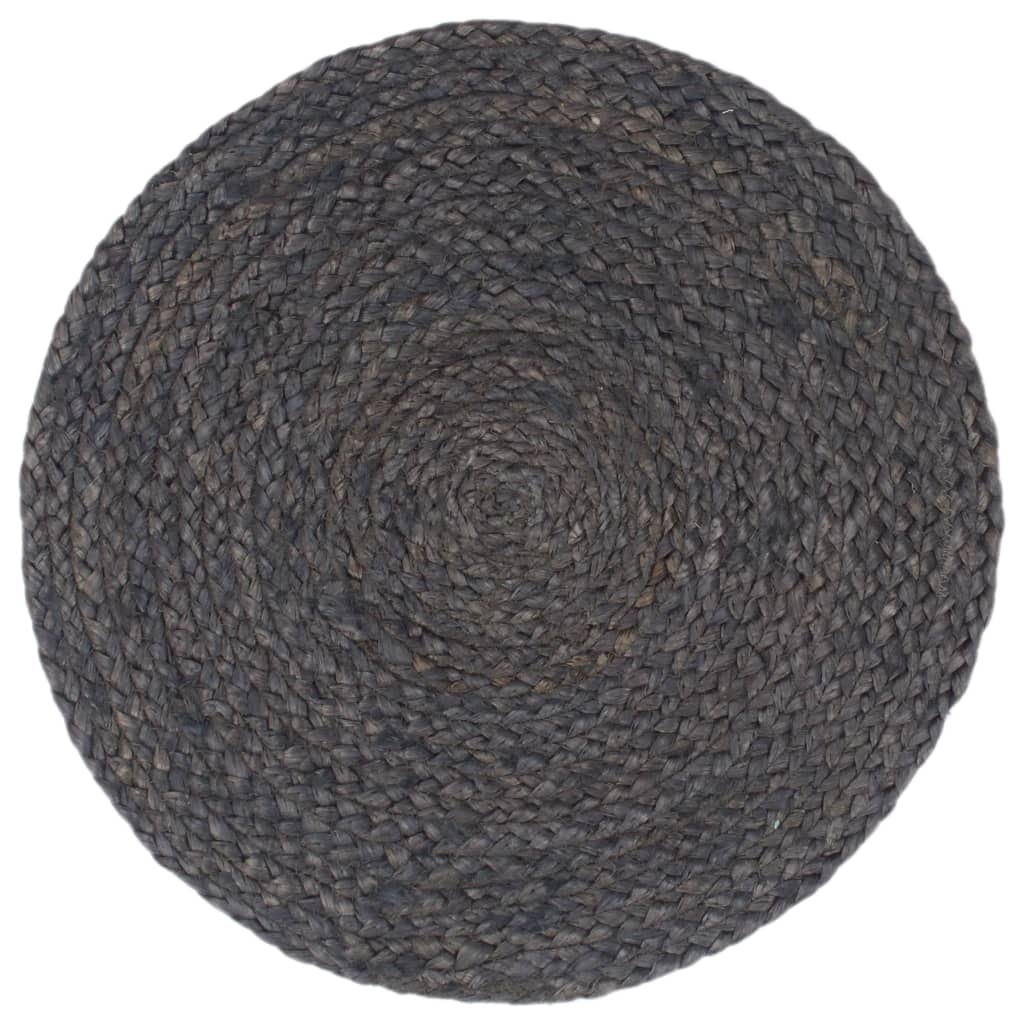 Tovagliette 4 pz Grigio Scuro Neutro 38cm Rotonde in Juta | homemem39