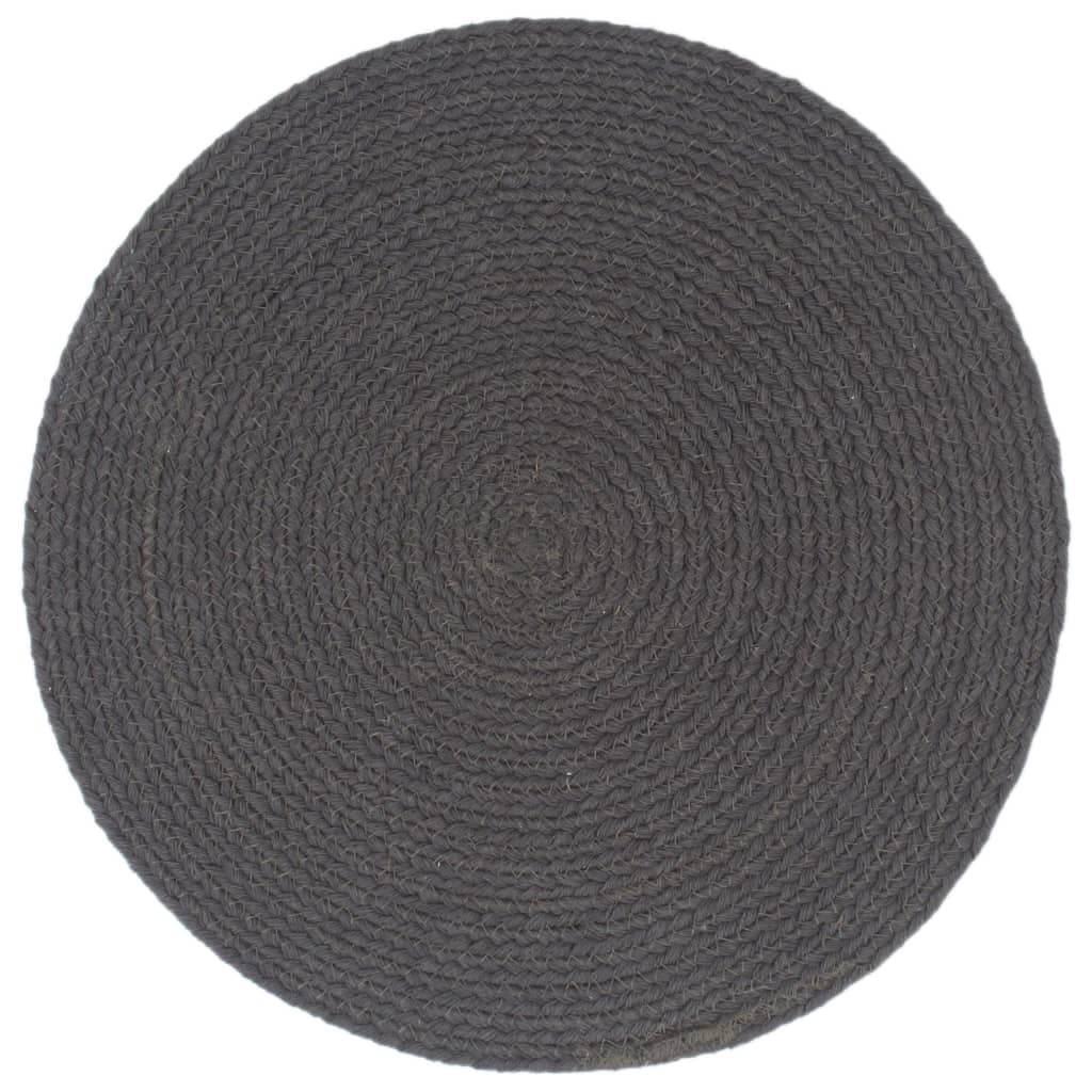Tovagliette 6 pz Grigio Scuro Neutro 38 cm Rotonde in Cotone | homemem39