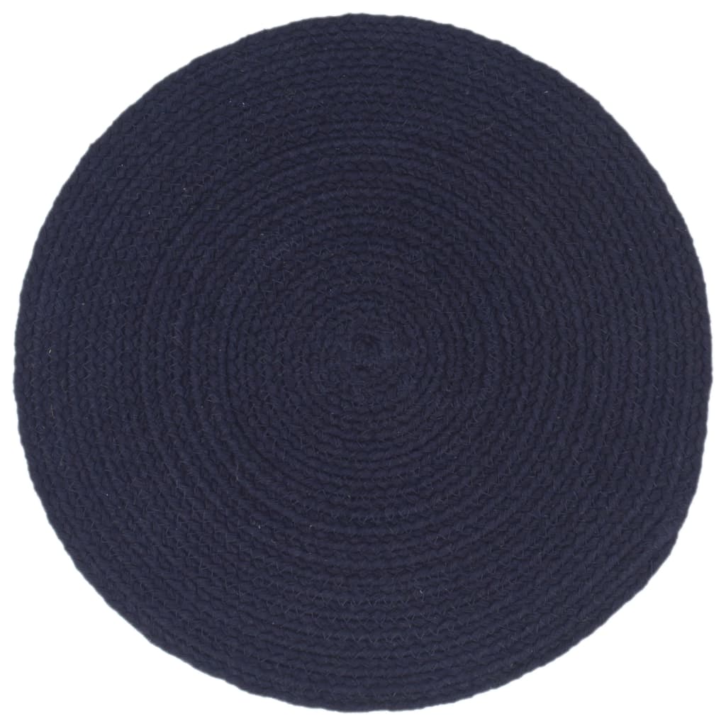 Tovagliette 6 pz Blu Marino Neutro 38 cm Rotonde in Cotone | homemem39