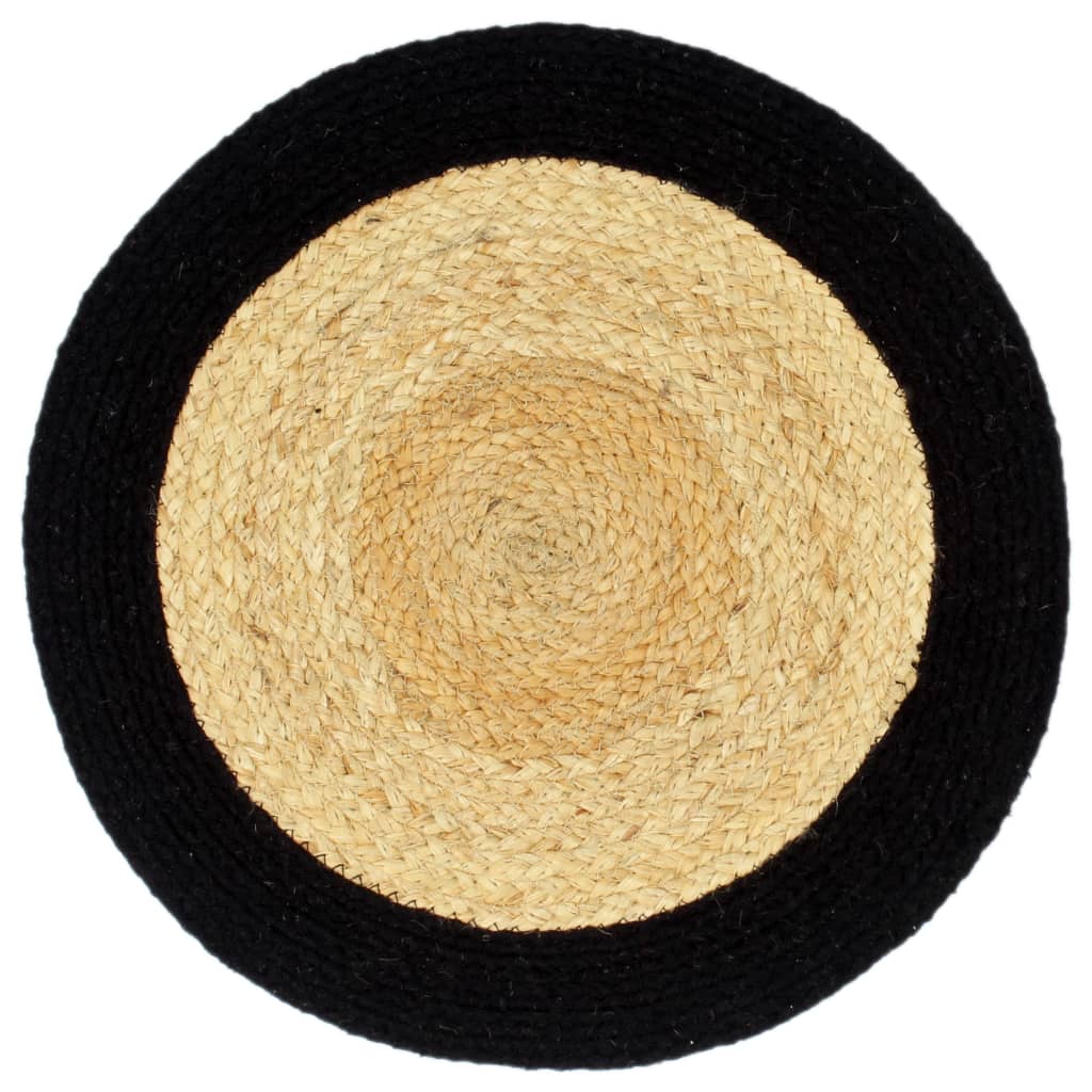 Tovagliette 4 pz Naturale e Nero 38 cm in Juta e Cotone | homemem39