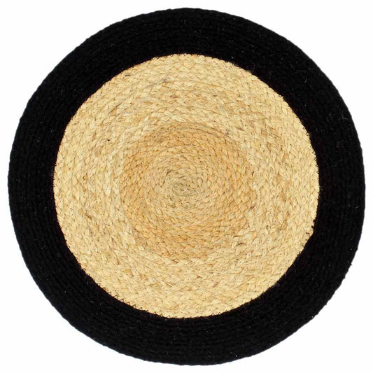 Tovagliette 6 pz Naturale e Nero 38 cm in Juta e Cotone | homemem39