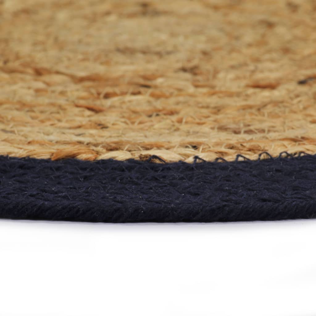 Tovagliette 4 pz Naturale e Blu Marino 38 cm in Juta e Cotone | homemem39