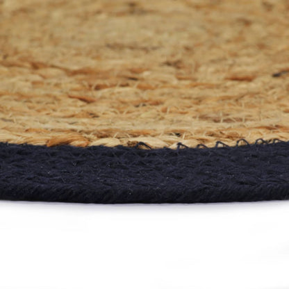Tovagliette 6 pz Naturale e Blu Marino 38 cm in Juta e Cotone | homemem39