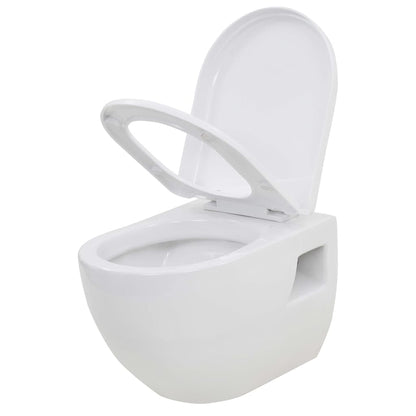 WC a Muro con Sciacquone Nascosto in Ceramica Bianco - homemem39