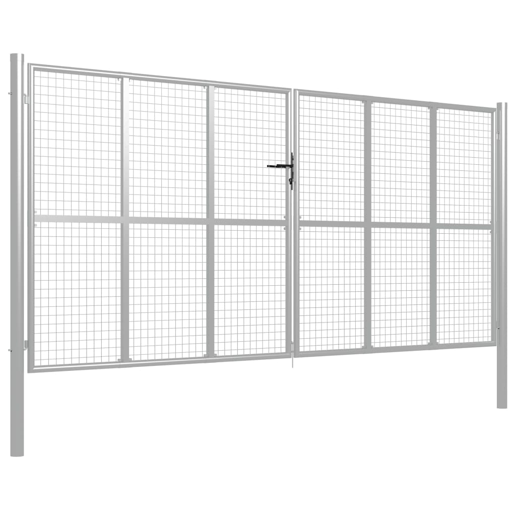 Cancello da giardino in acciaio zincato 415x175 cm argento - homemem39