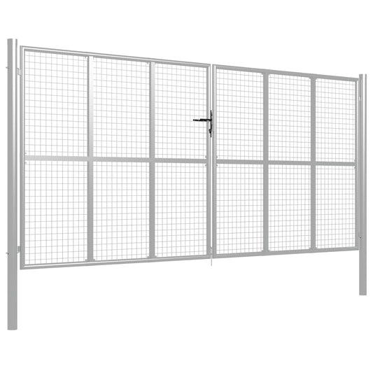 Cancello da giardino in acciaio zincato 415x175 cm argento - homemem39
