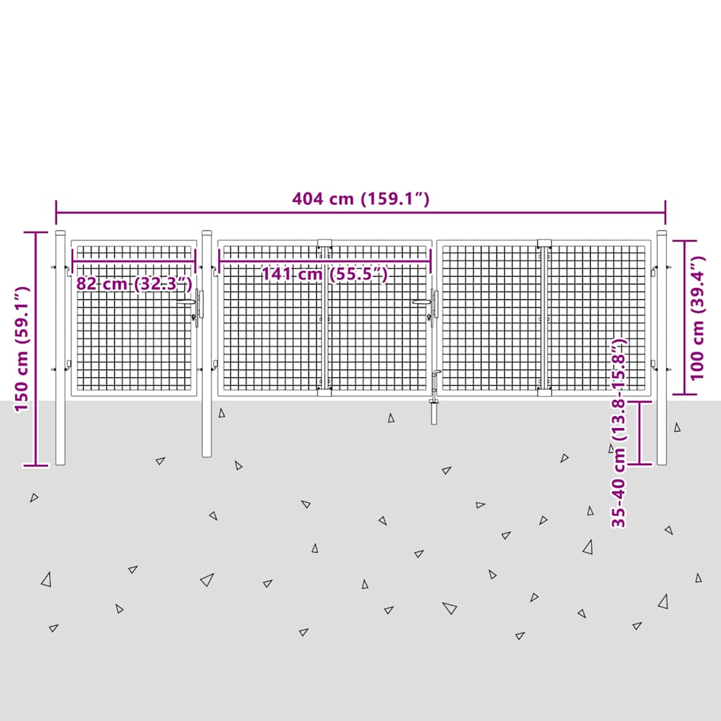 Cancello da Giardino in Acciaio 400x100 cm Verde | homemem39