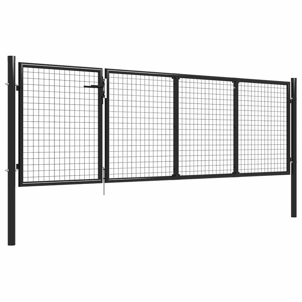 Cancello da Giardino in Acciaio 350x100 cm Antracite | homemem39
