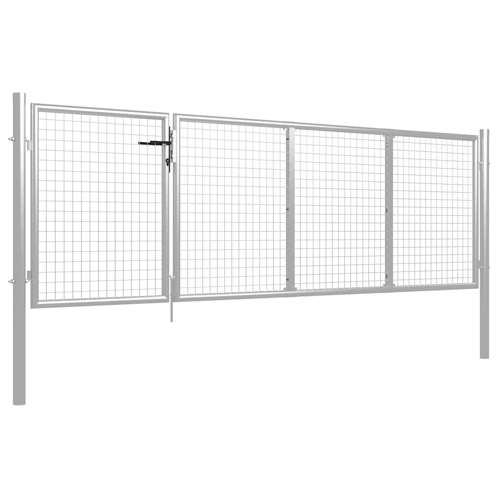 Cancello da Giardino in Acciaio 350x100 cm Argento | homemem39