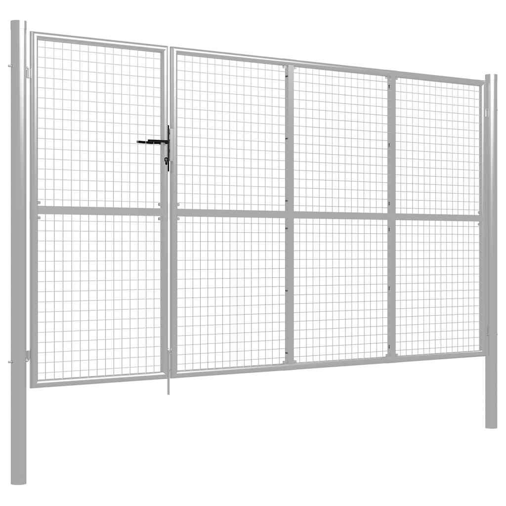 Cancello da Giardino in Acciaio 350x200 cm Argento | homemem39