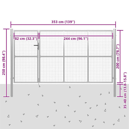 Cancello da Giardino in Acciaio 350x200 cm Argento | homemem39