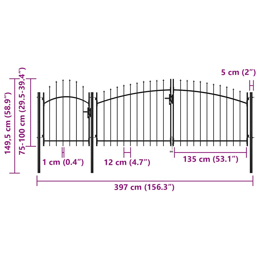 Cancello da Giardino Woerden in Acciaio 1x4 m Nero | homemem39