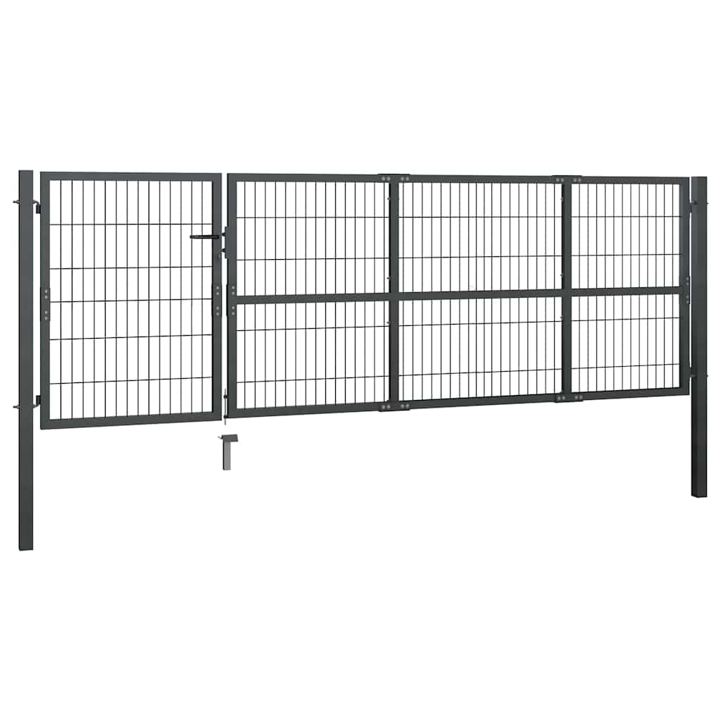 Cancello da Giardino con Pali in Acciaio 350x100 cm Antracite | homemem39