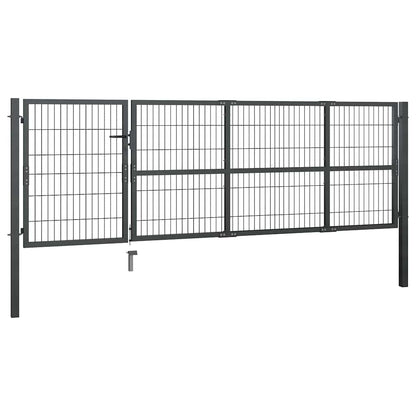 Cancello da Giardino con Pali in Acciaio 350x100 cm Antracite | homemem39