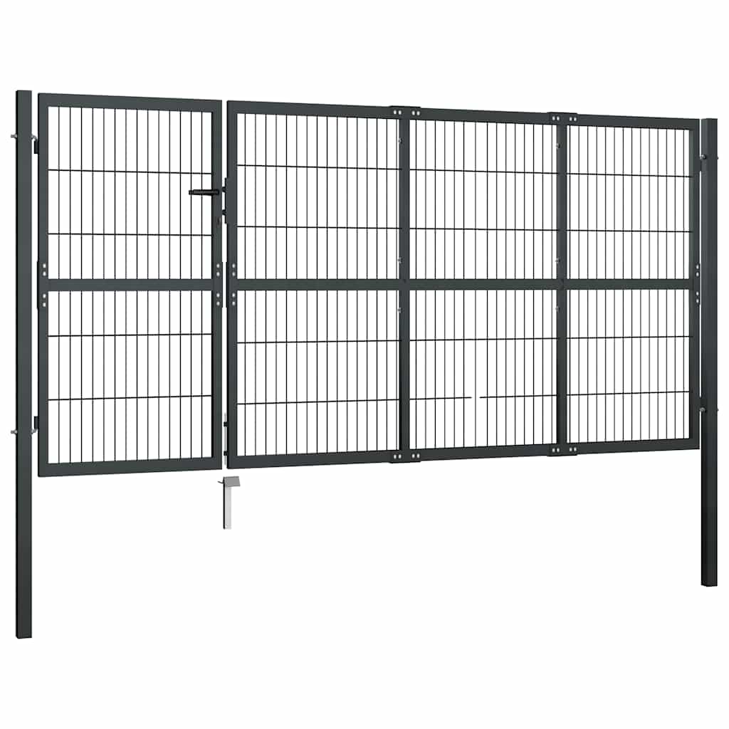 Cancello da Giardino con Pali in Acciaio 350x120 cm Antracite | homemem39