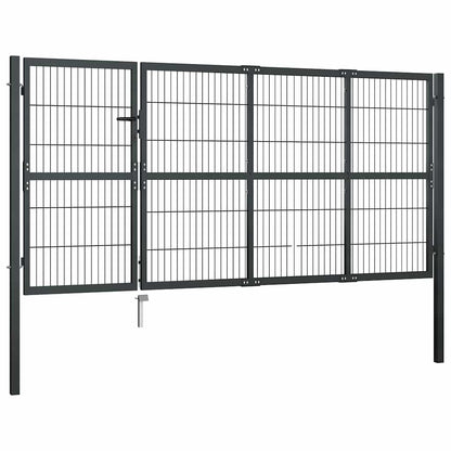 Cancello da Giardino con Pali in Acciaio 350x120 cm Antracite | homemem39