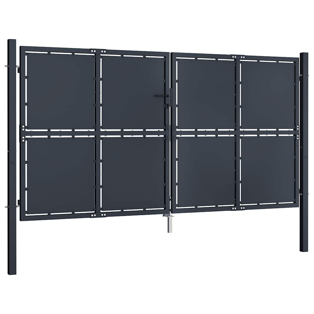 Cancello da Giardino in Acciaio 300x125 cm Antracite | homemem39