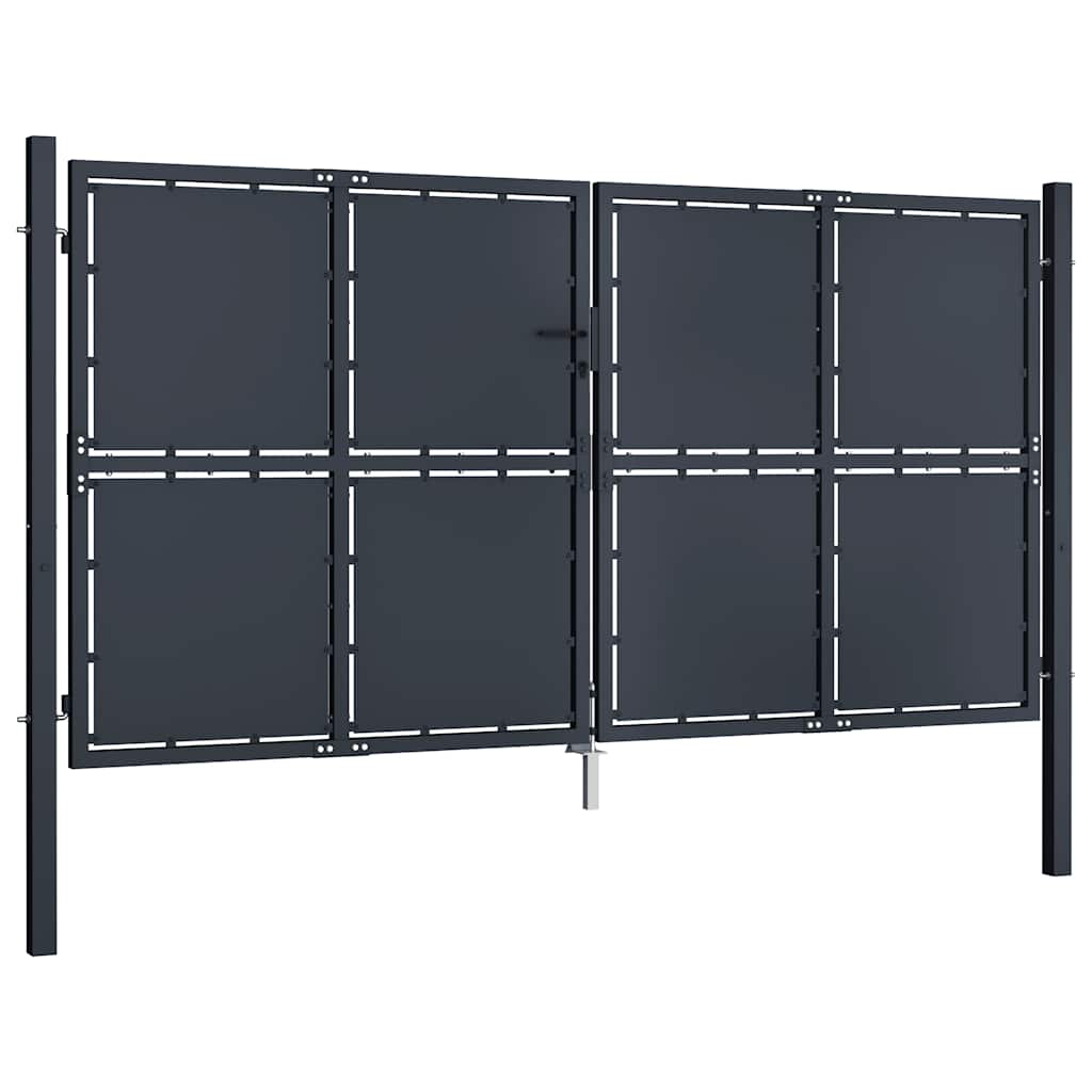 Cancello da Giardino in Acciaio 300x175 cm Antracite | homemem39