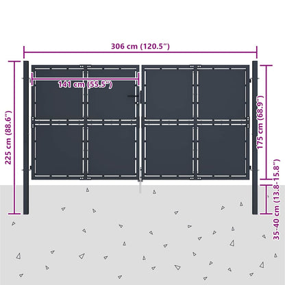 Cancello da Giardino in Acciaio 300x175 cm Antracite | homemem39