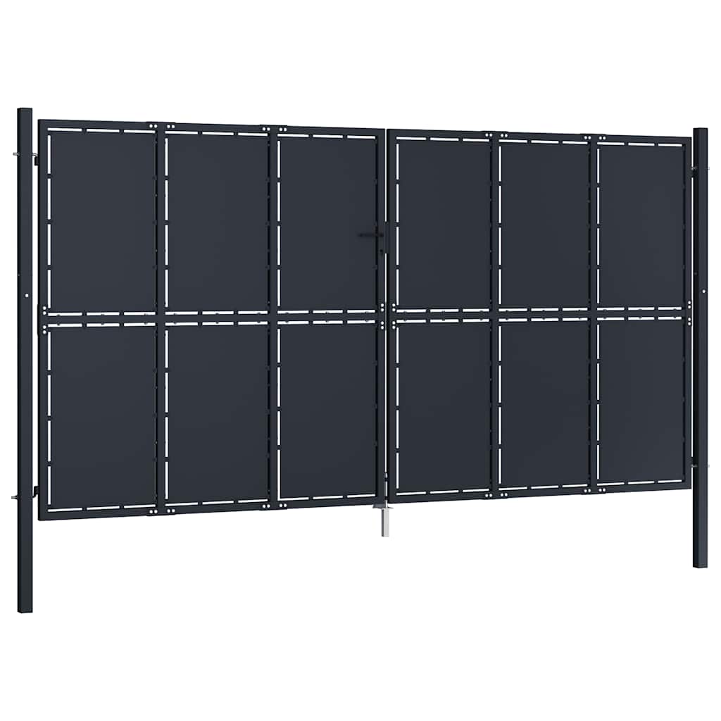 Cancello da Giardino in Acciaio 400x200 cm Antracite | homemem39